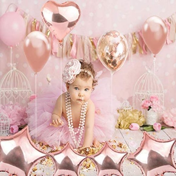Rose Gold Love Balloons , Rose Gold Balloons & Rose Gold Confetti Balloons 17 Pc - Picture 3 of 7